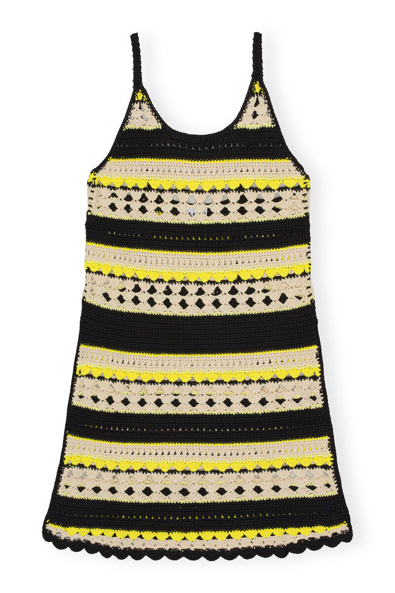 Crochet Slip Dress, Cotton, in colour Golden Kiwi - 1 - GANNI