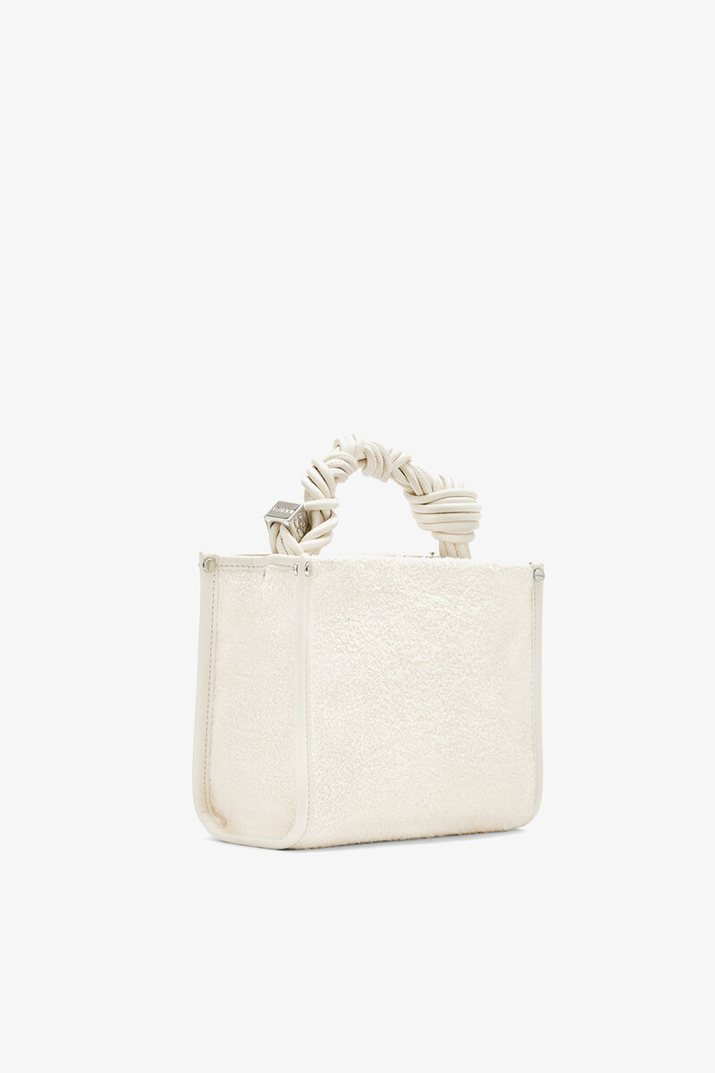 Small Bou Shopper in White Terry, Recycled Polyester, in colour Egret - 2 - GANNI