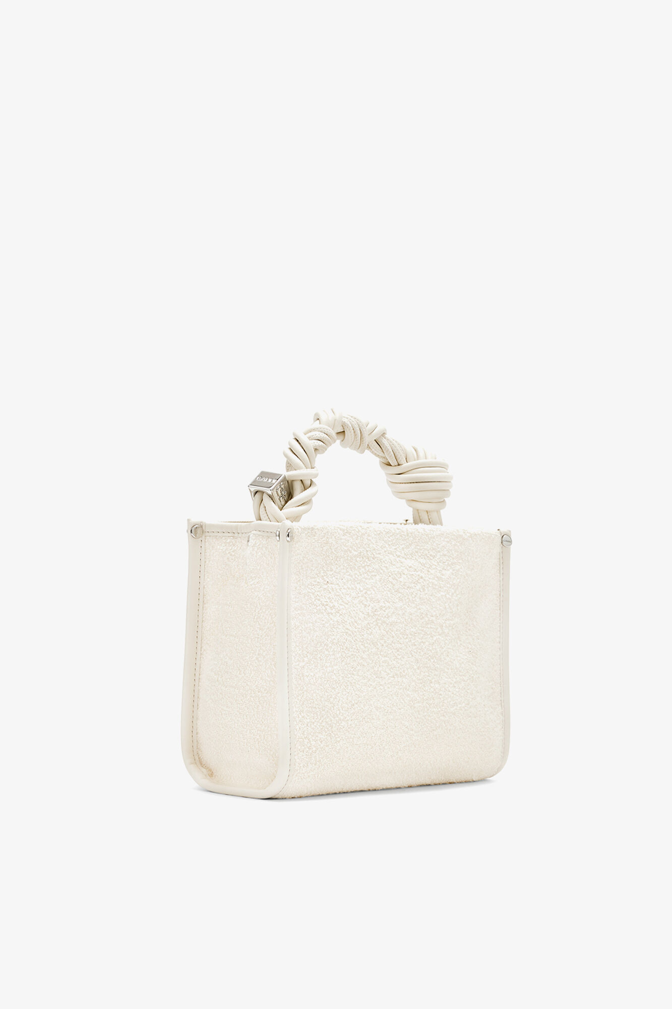 Small Bou Shopper in White Terry, Recycled Polyester, in colour Egret - 2 - GANNI