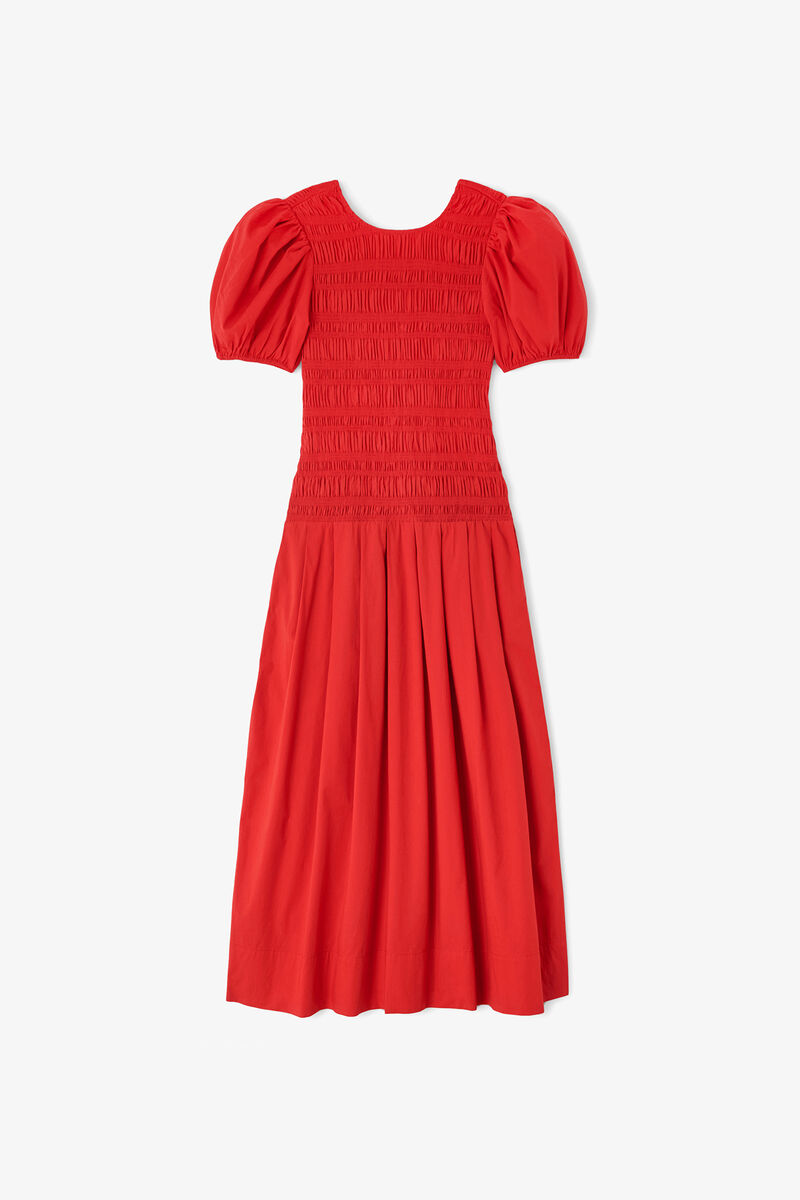 Kjole i smock bomuld, Organic Cotton, in colour Goji Berry - 1 - GANNI