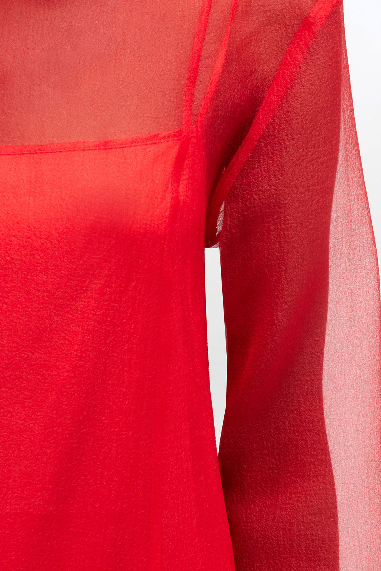 Red Organza Circle Collar Dress, in colour Mars Red - 3 - GANNI