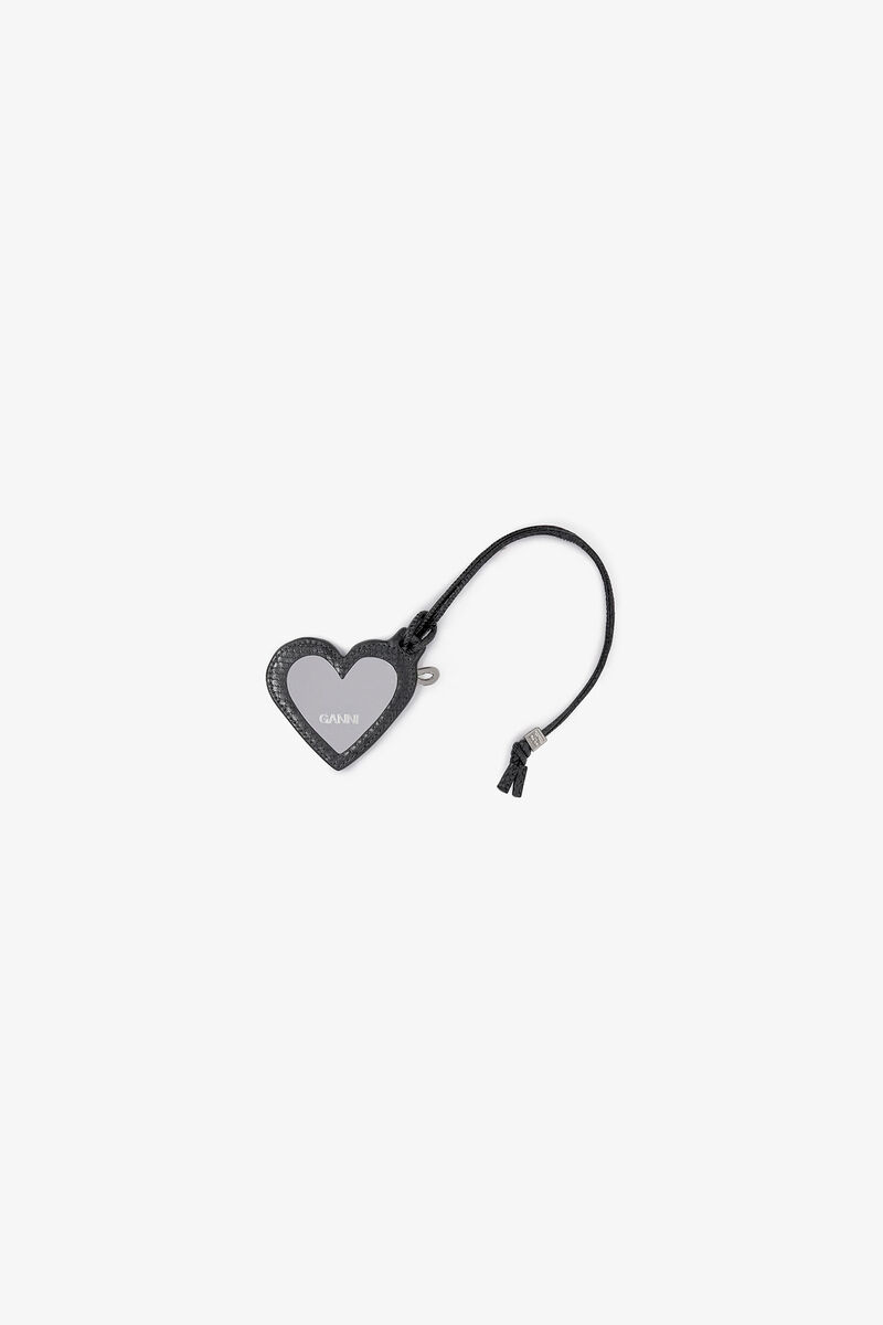 Black Snake GANNI Bou Heart Mirror, Polyurethane, in colour Croco - 2 - GANNI