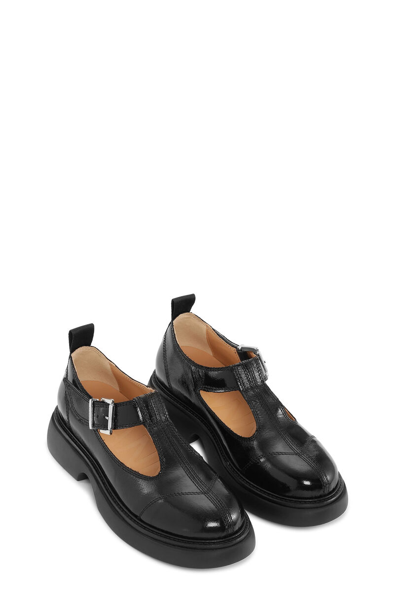 Black Everyday Buckle Mary Jane Shoes, Polyester, in colour Black/Black - 2 - GANNI