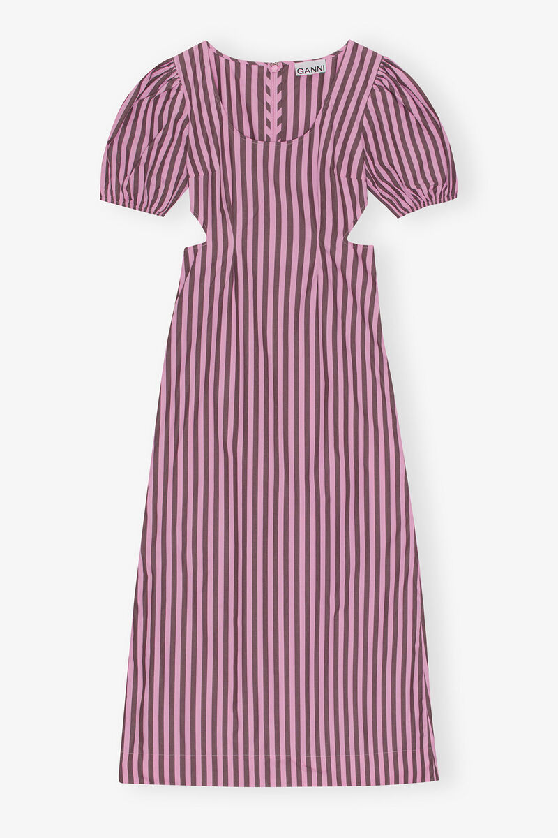 Robe à découpes en coton à rayures, Cotton, in colour Bonbon - 1 - GANNI