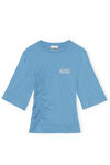 Software Light Stretch Jersey Fitted Short Sleeve T-shirt, Elastane, in colour Azure Blue - 1 - GANNI