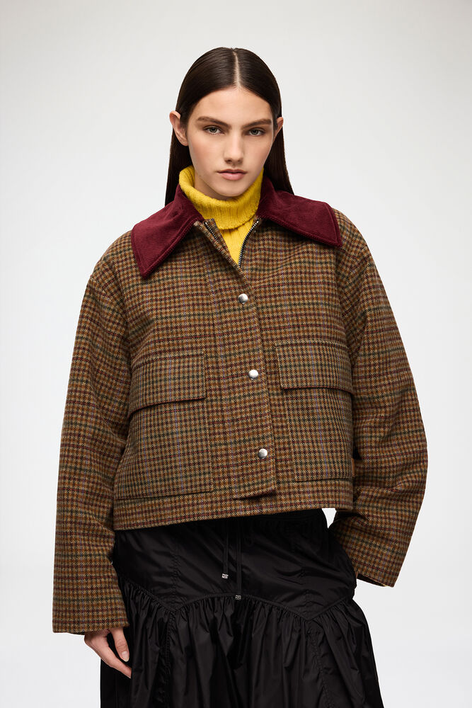 Jacke aus kariertem Twill, Multicolour