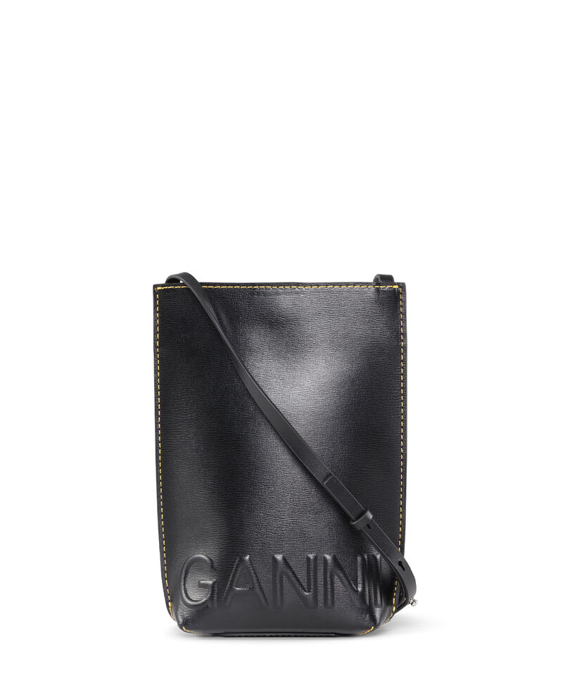 Kleine Banner-Umhängetasche, Leather, in colour Black - 1 - GANNI