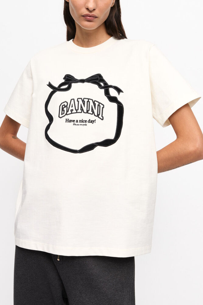 Ivory Relaxed Bow T-shirt, Egret