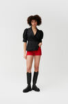 Denim Hotpant Shorts, Cotton, in colour Flame Scarlet - 3 - GANNI