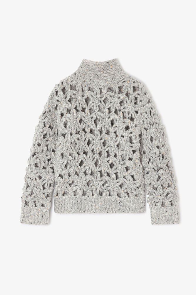 Pull en crochet à fleurs grises, Paloma