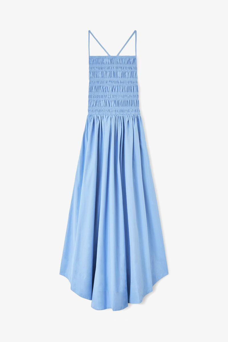 Dress in Blue Poplin, Organic Cotton, in colour Azurine - 1 - GANNI