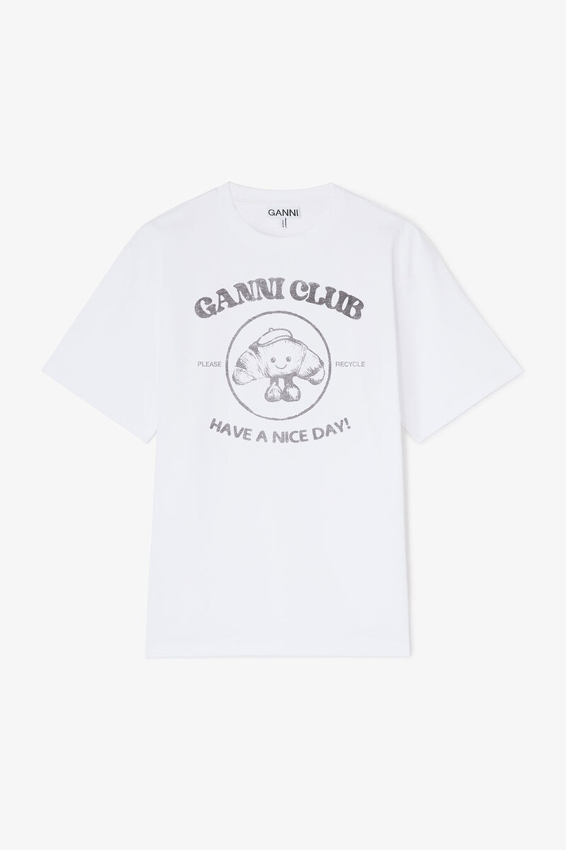 White Paris GANNI Club T-shirt, in colour Bright White - 1 - GANNI