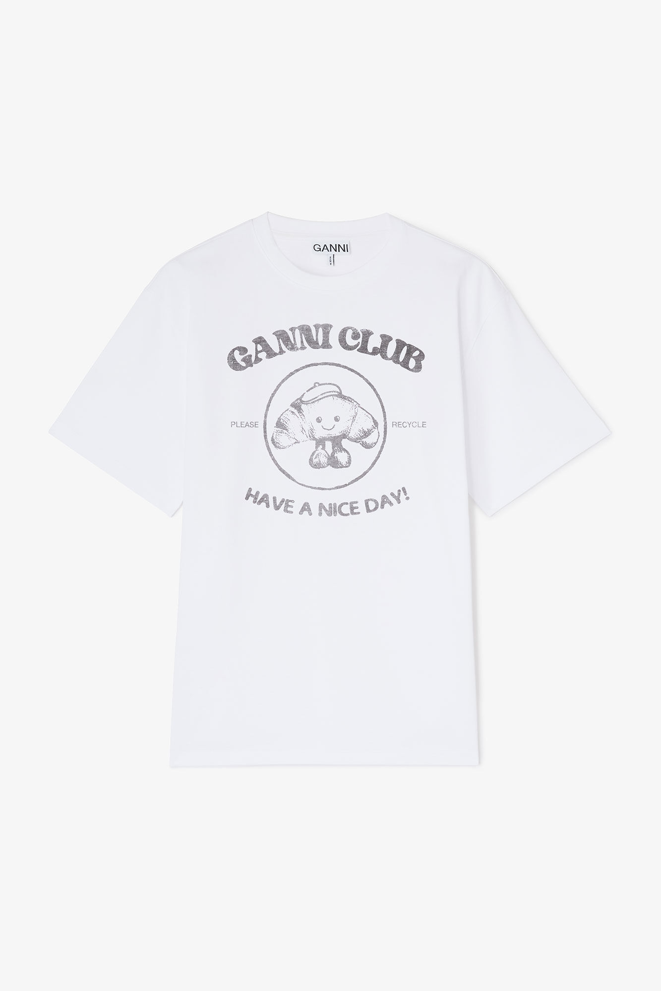 White Paris GANNI Club T-shirt, in colour Bright White - 1 - GANNI