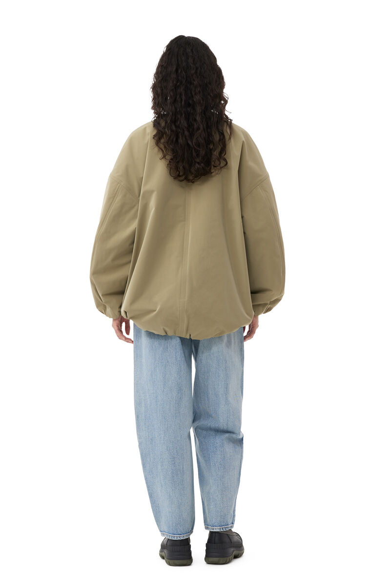 Green Light Twill Oversized bomberjacka, Recycled Polyester, in colour Aloe - 3 - GANNI