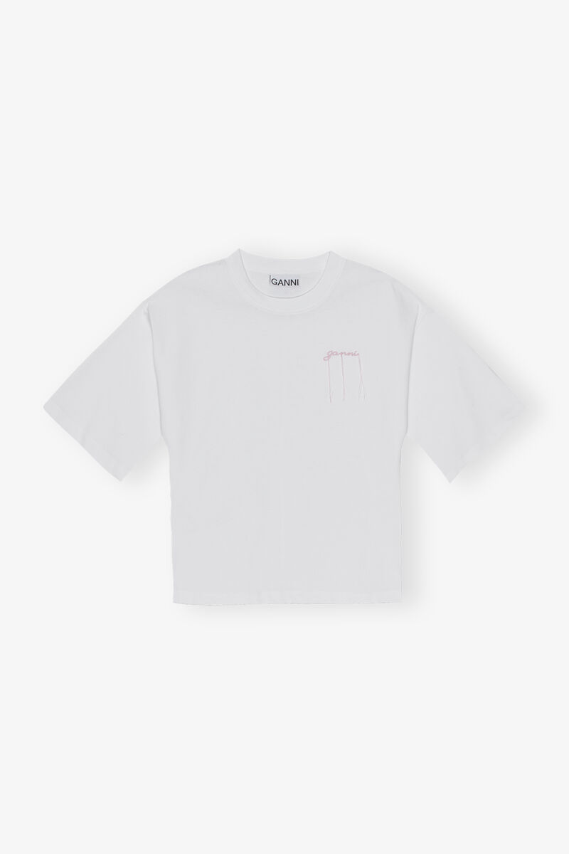 White Heavy Cotton T-shirt, Cotton, in colour Bright White - 1 - GANNI