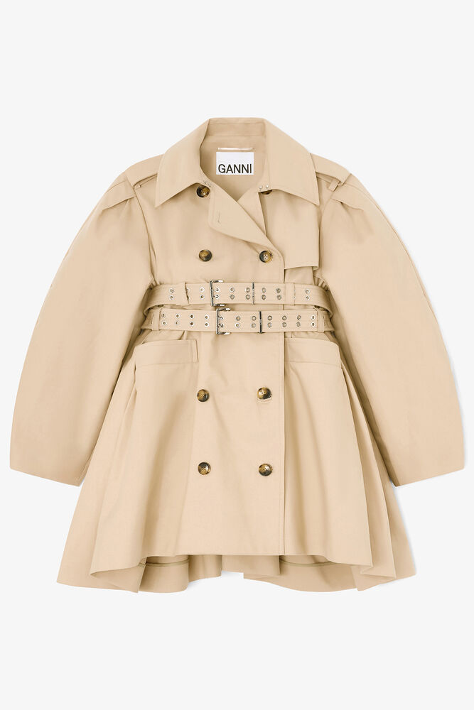 Trenchcoat i dobbelt bomuld, Warm Sand
