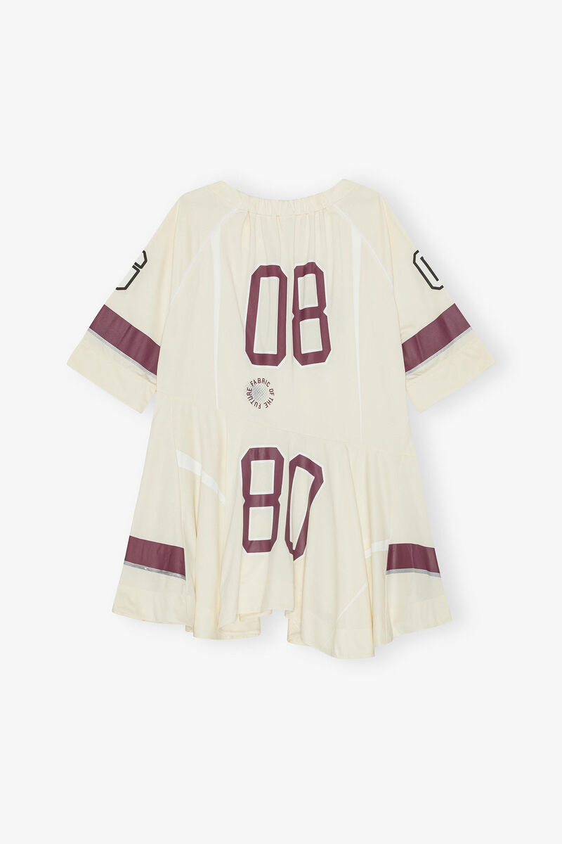 Ivory GANNI League Oversized Mini Dress, Recycled Polyester, in colour Antique White - 2 - GANNI