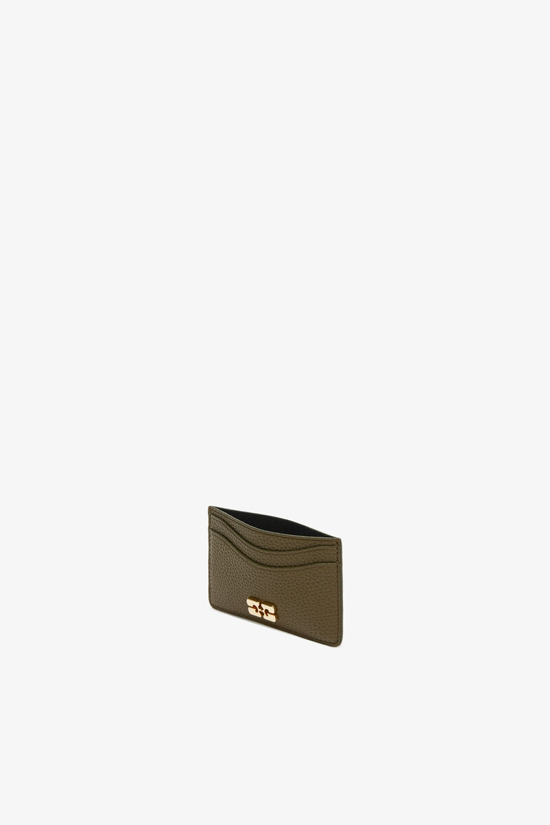 Bou Card Holder in Green, Polyurethane, in colour Military Olive - 3 - GANNI
