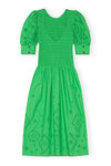 Broderie Anglaise Midi Dress, Cotton, in colour Kelly Green - 2 - GANNI