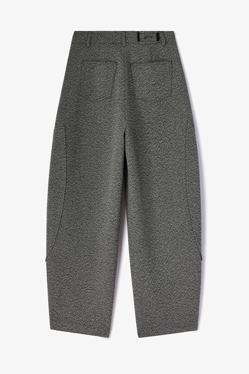 Trousers in Grey Suiting, Organic Cotton, in colour Black - 2 - GANNI