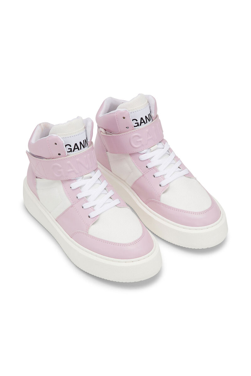 Sporty Mix High Top Sneakers, Polyester, in colour Light Lilac - 3 - GANNI