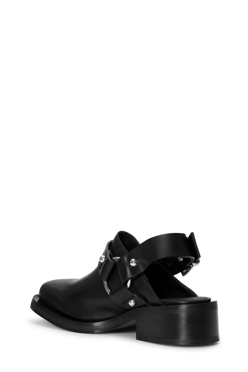 Black Slingback Biker Mule-sko, Polyester, in colour Black - 3 - GANNI