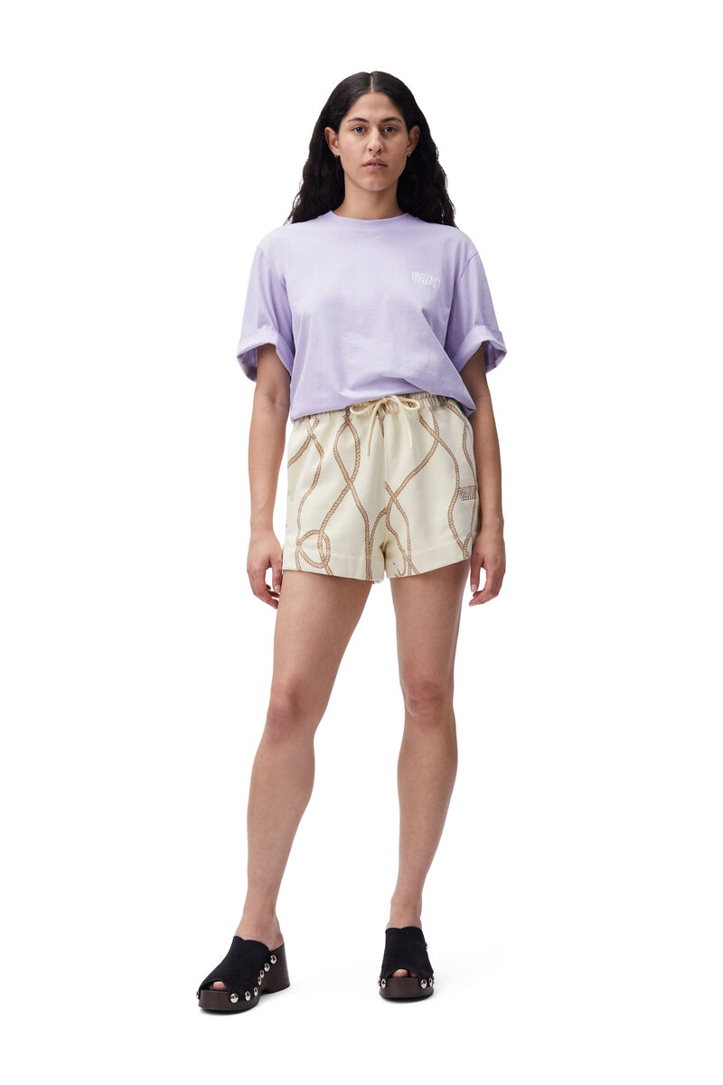 Relaxed Logo T-shirt, Cotton, in colour Cosmic Sky - 1 - GANNI