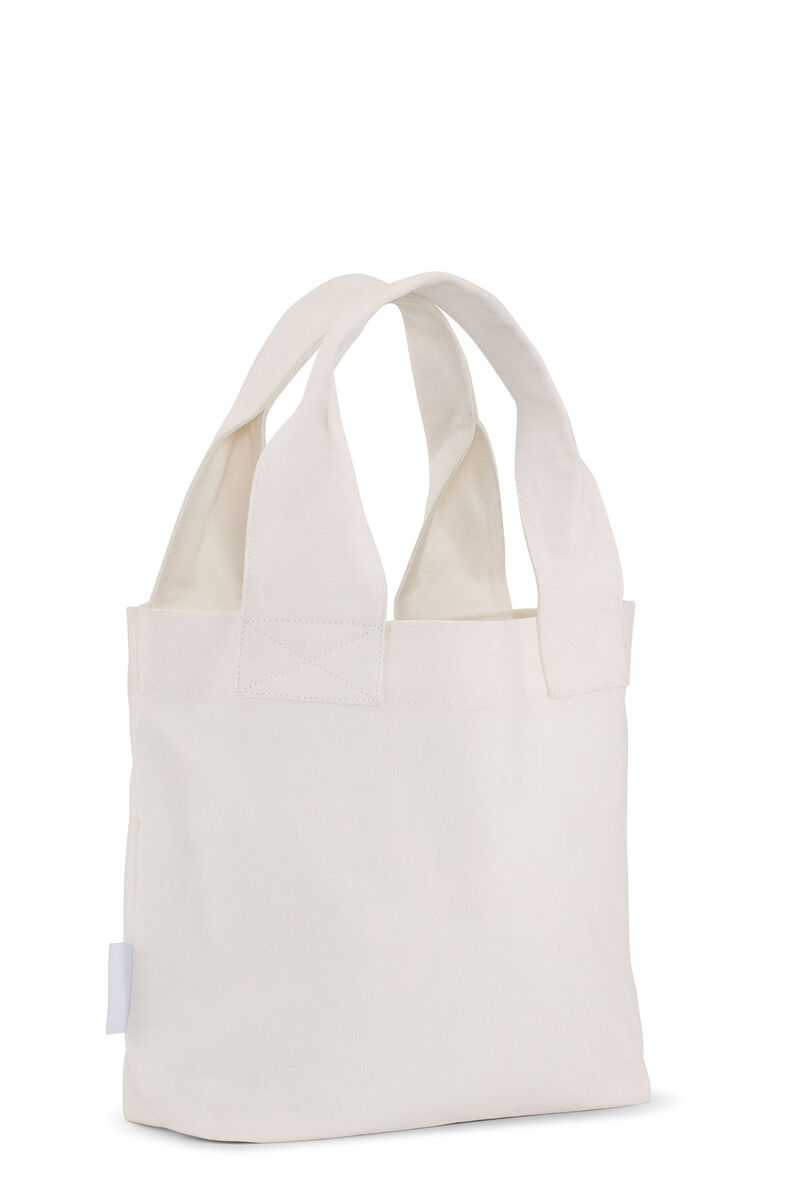 GANNI Cotton Canvas Tote Bag in White | Women's