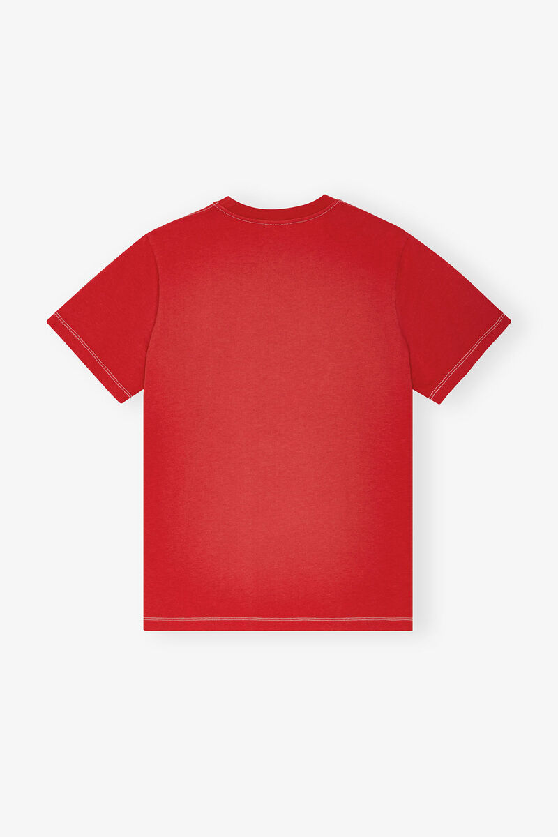 Red Rhinestone Graphic T-Shirt, Cotton, in colour Racing Red - 2 - GANNI