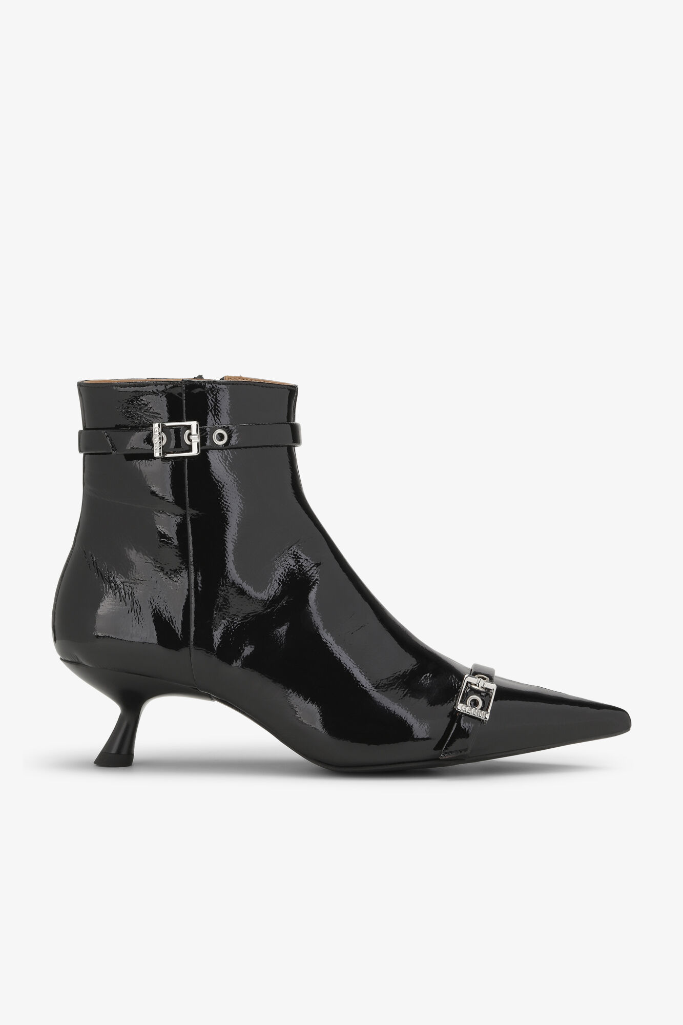 Black Naplack Kitten Heel Boots, Cotton, in colour Black - 1 - GANNI