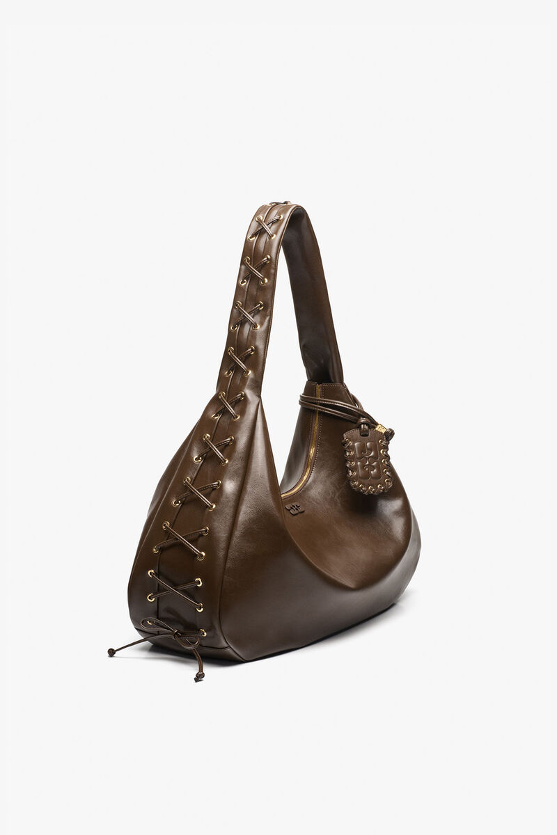 Dark-Olive Oleatex XXL Hobo Bag, Polyurethane, in colour Dark Olive - 4 - GANNI