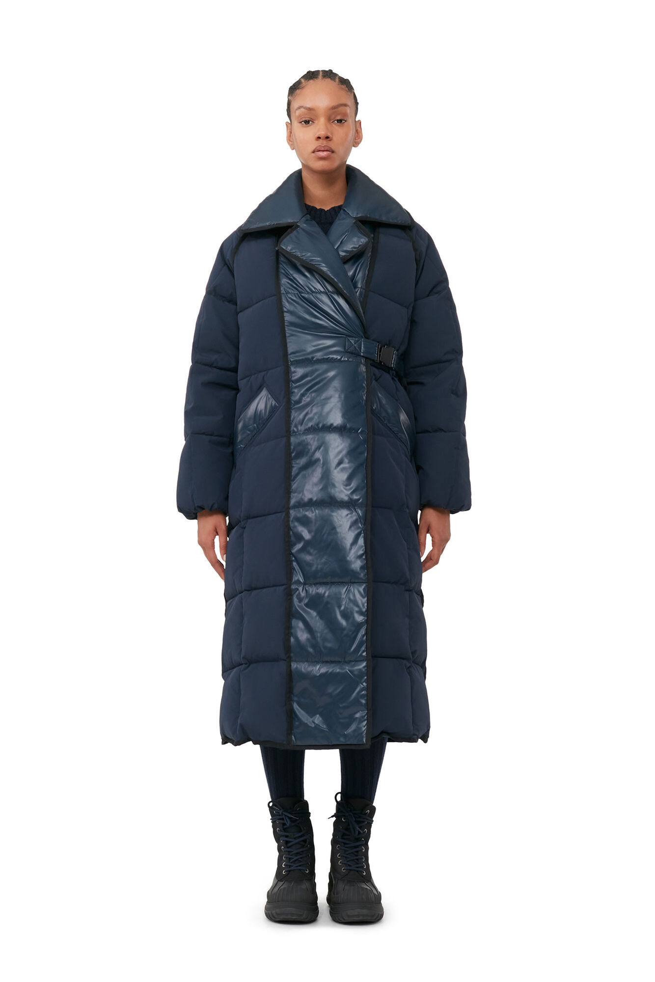 Ganni Blue Oversized Puffer Coat