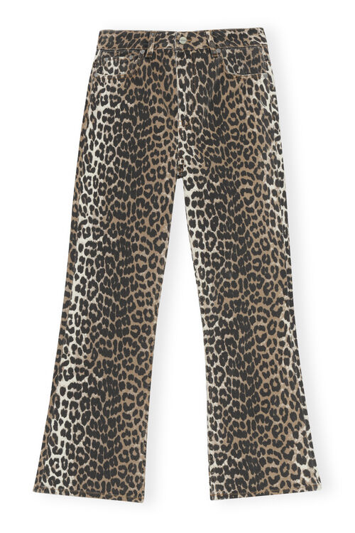 Jean Leopard Betzy Cropped, Cotton, in colour Leopard - 1 - GANNI