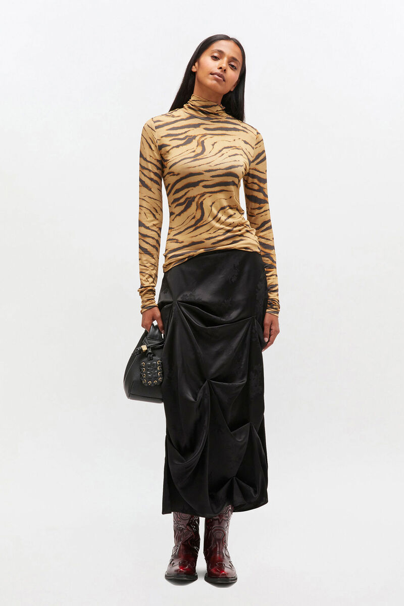 Black Draped Skirt, Acetate, in colour Black - 1 - GANNI