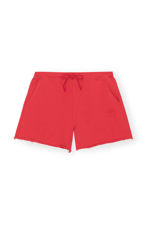 Ganni Red Isoli Drawstring Shorts In Racing Red