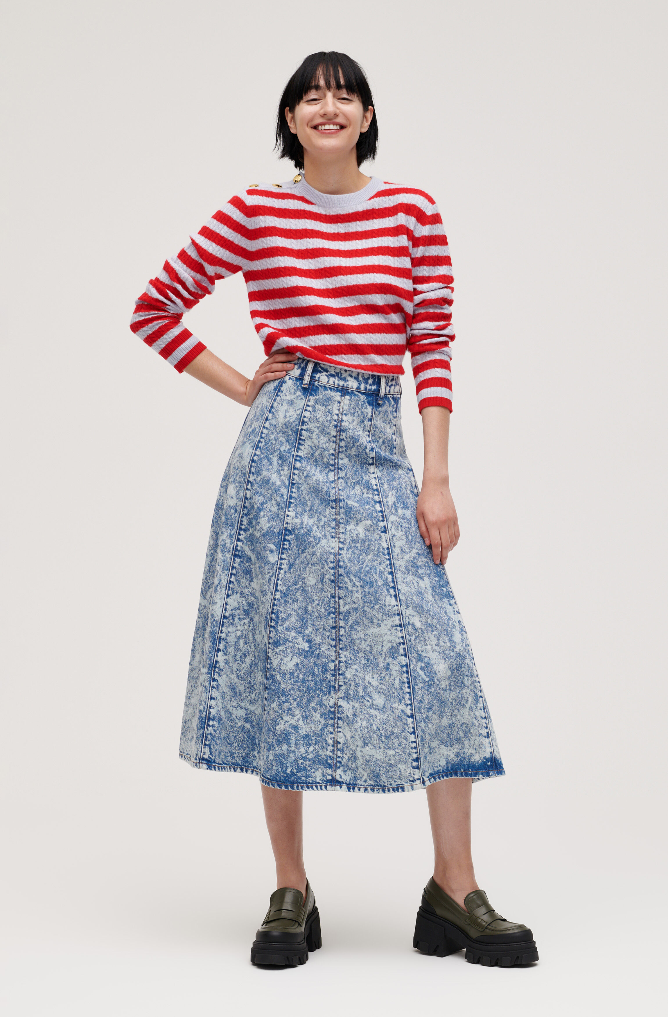 ganni long denim skirt