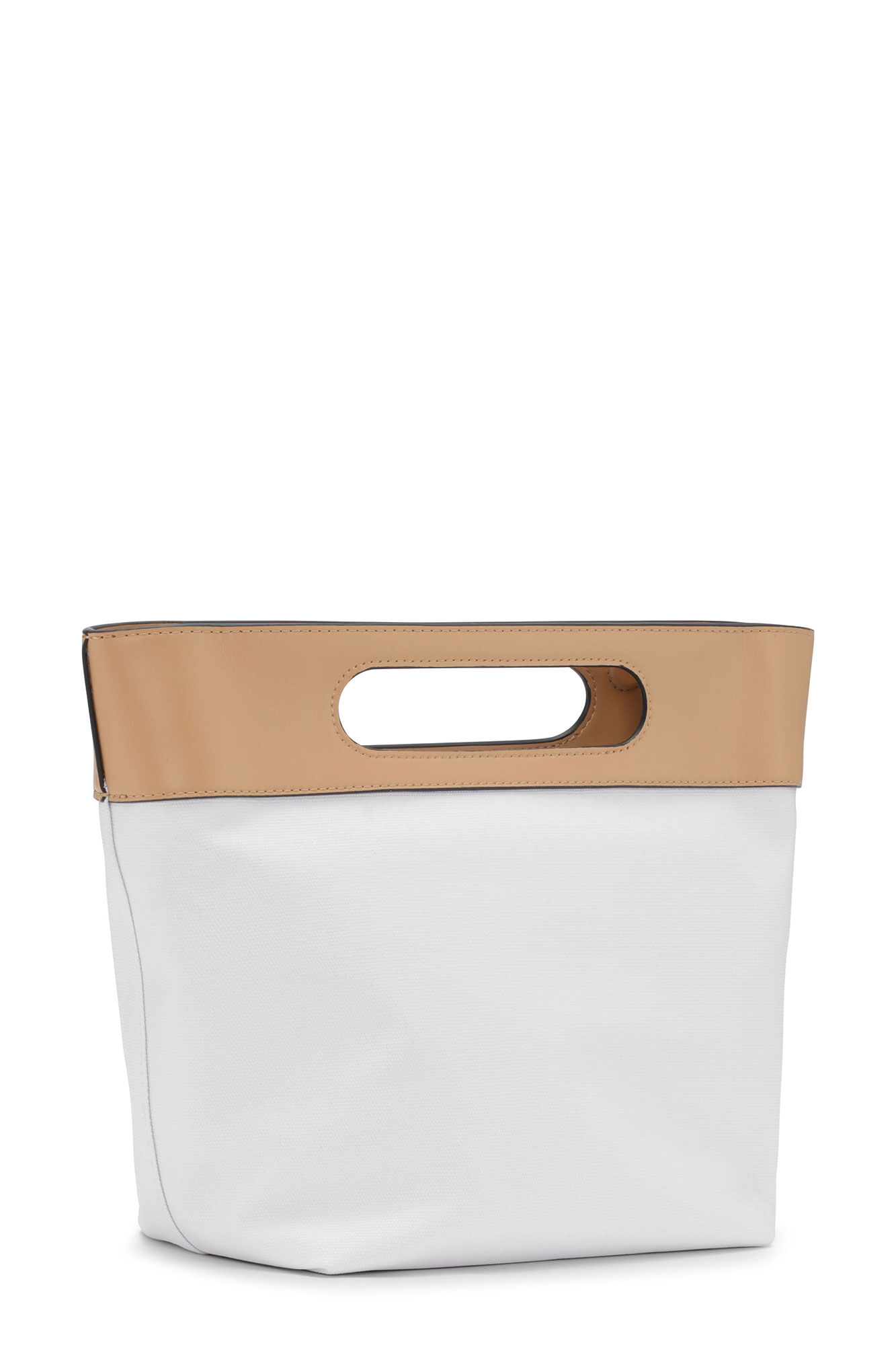 Peach Canvas Small Tote Bag, Recycled Cotton, in colour Egret - 2 - GANNI