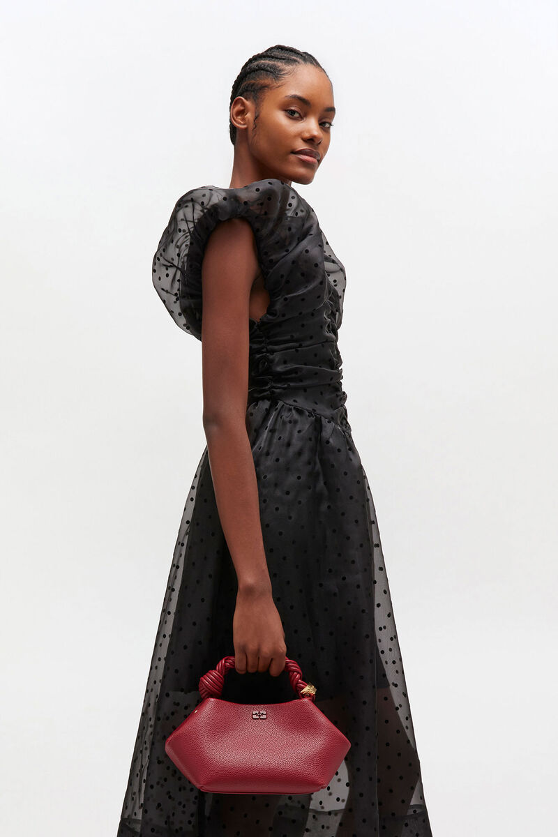 Red Grained Small Bou Bag, in colour Red Dahlia - 1 - GANNI