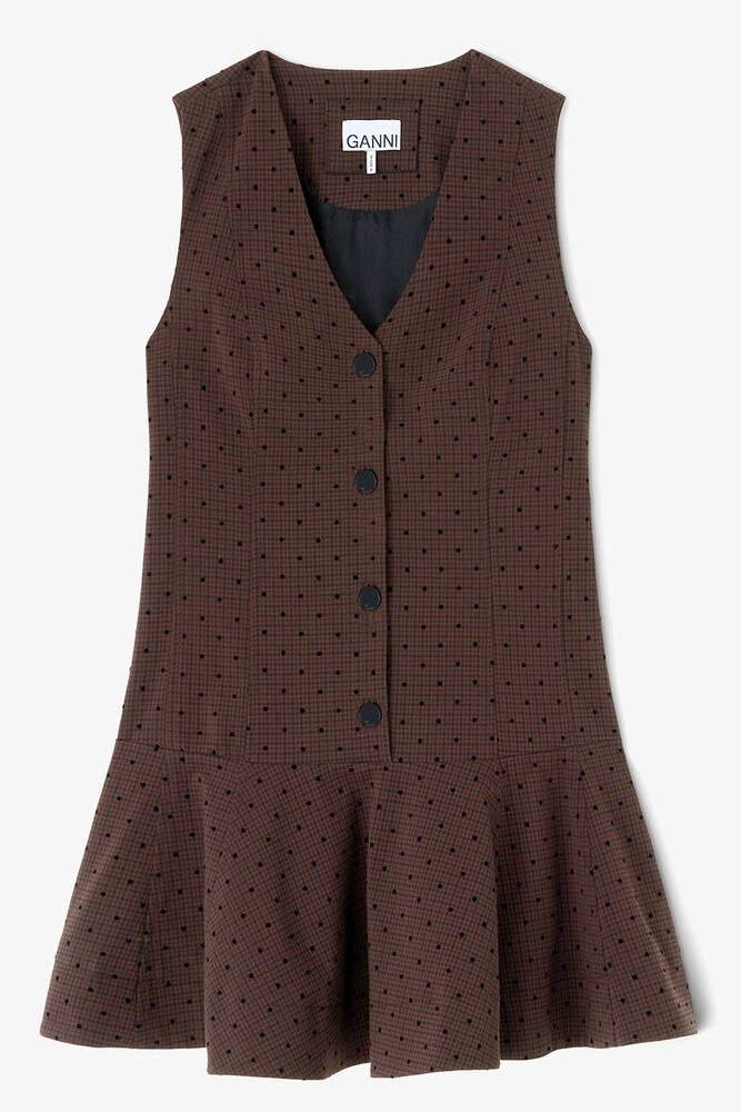 Flock Check Suiting Dress, Chicory Coffee