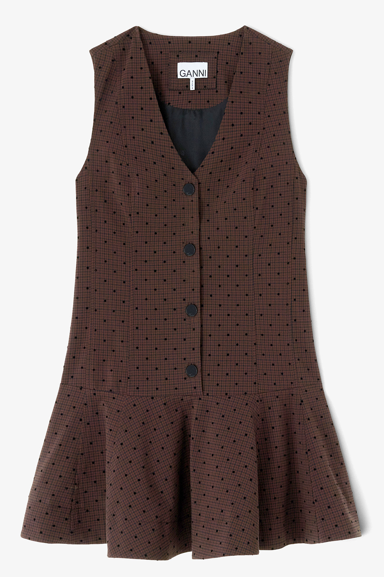 Flock Check Suiting Dress, in colour Chicory Coffee - 1 - GANNI