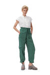 Slub Cargo Trousers , Polyester, in colour Myrtle - 1 - GANNI