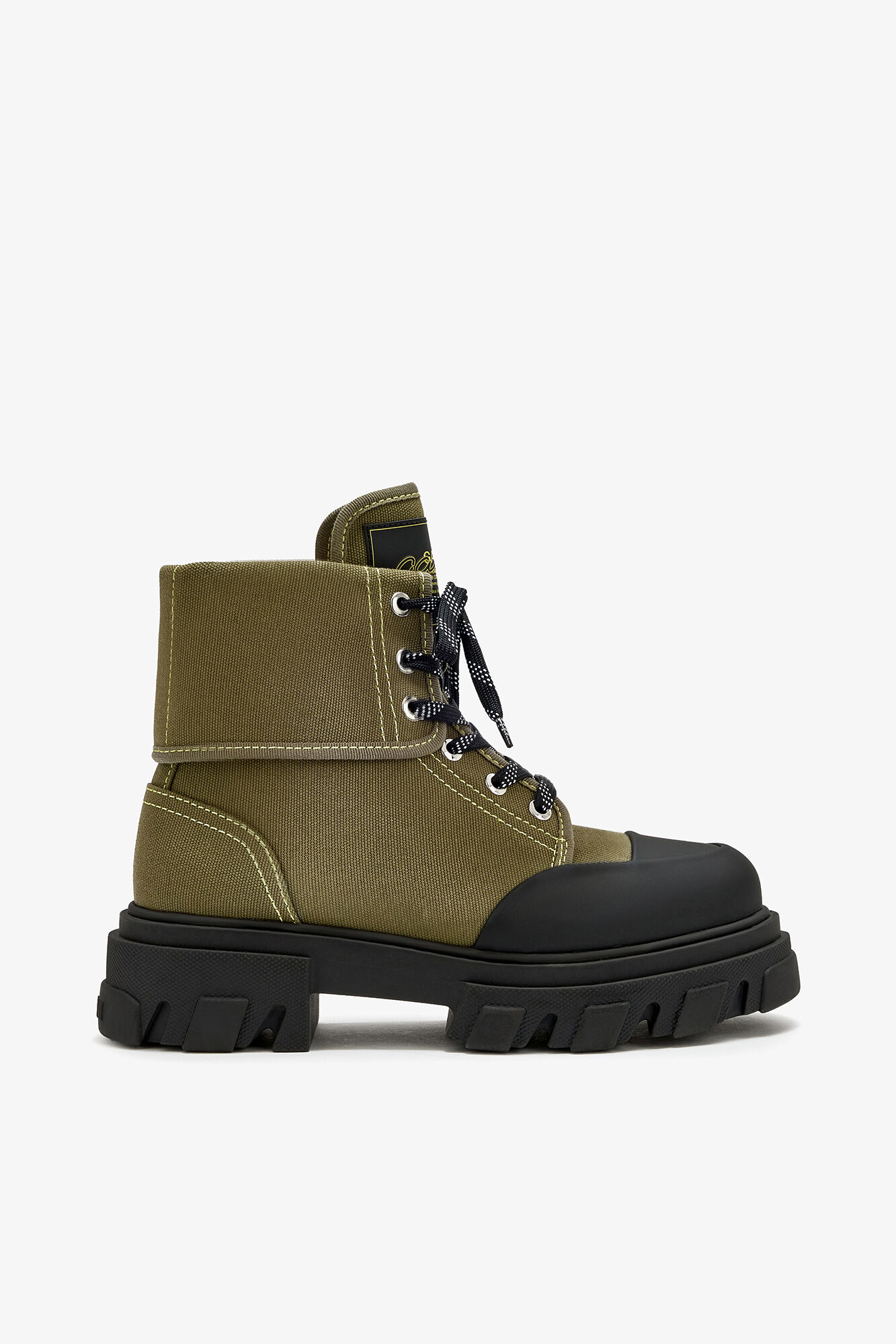 Trail Boots in Green Canvas, Cotton, in colour Military Olive - 1 - GANNI