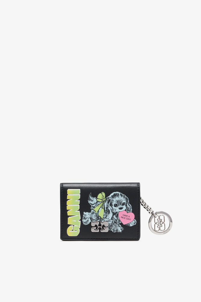 Puppy GANNI Bou Card Holder With Flap, Black
