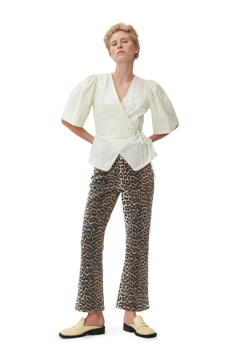 Top portefeuille en seersucker, Cotton, in colour Stripe Flan - 1 - GANNI