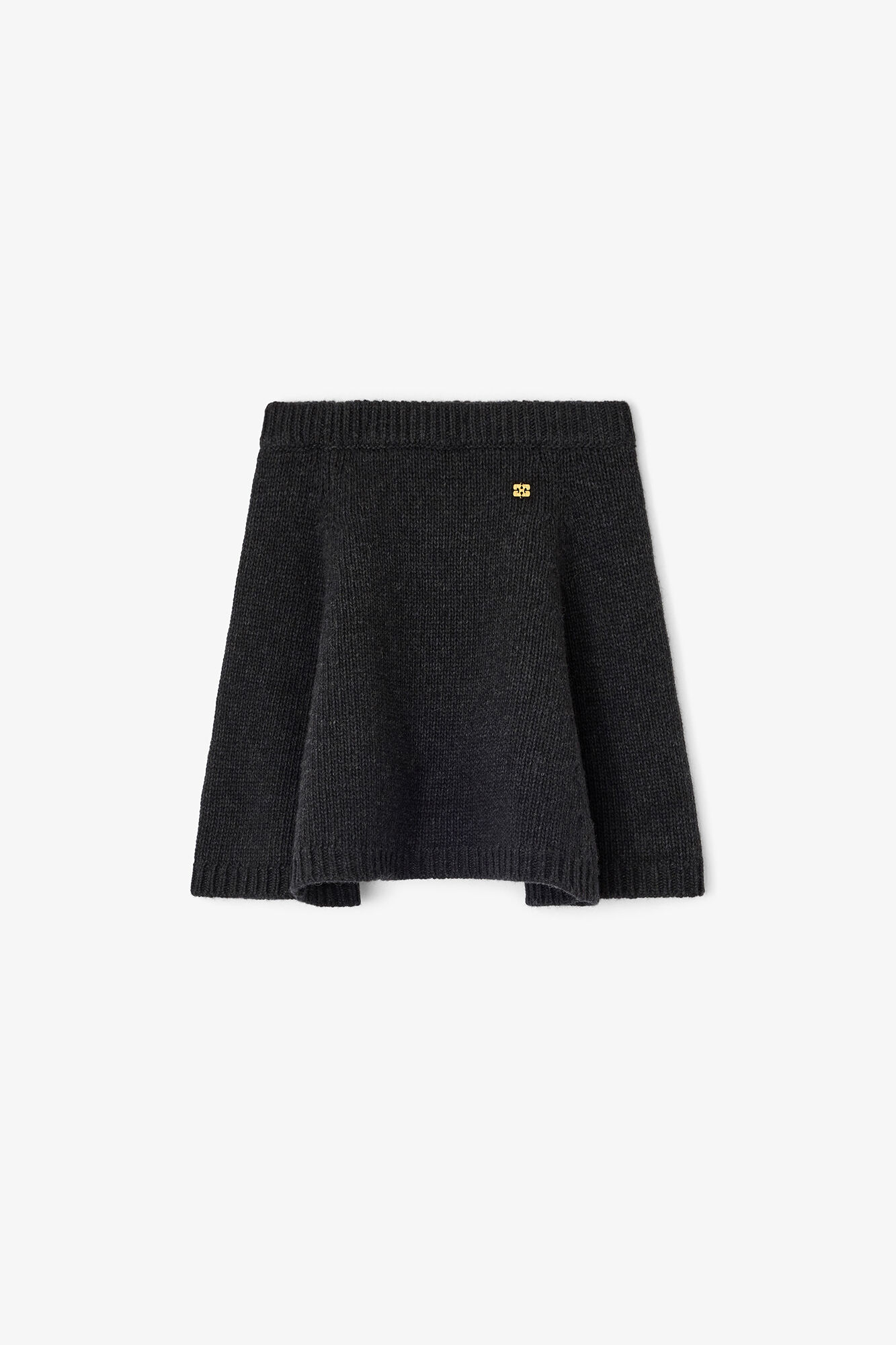 Dark Grey Wool Mini Skirt, Wool, in colour Phantom - 1 - GANNI