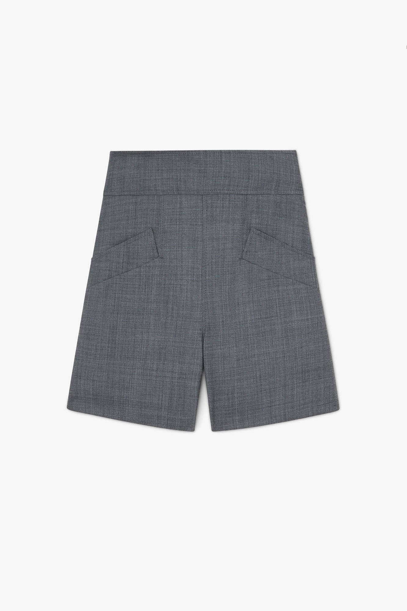 Shorts in Grey Wool Melange, Wool, in colour Phantom - 1 - GANNI