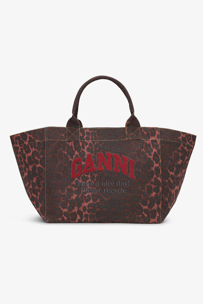 Leopard Print XXL Tote, Racing Red