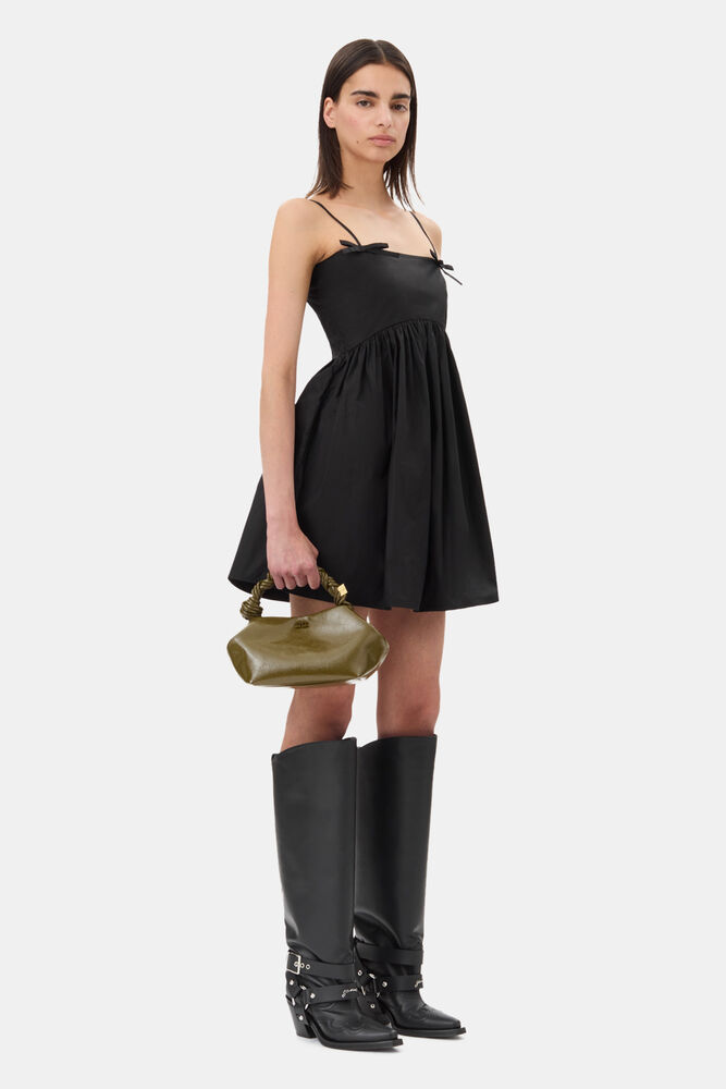 Olive Green Patent Small GANNI Bou Bag, Military Olive