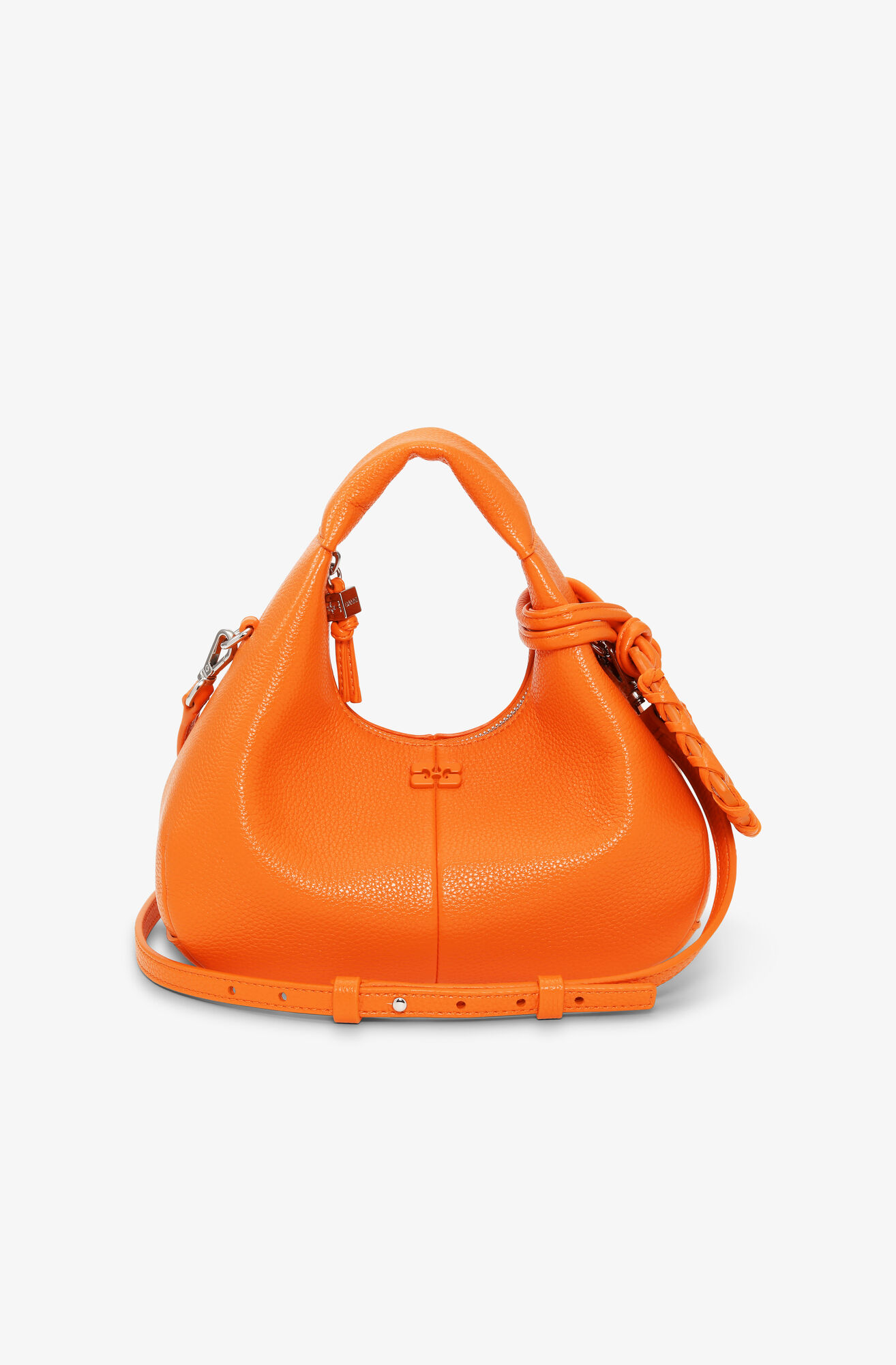 Orange Mini Hobo Bag, Polyurethane, in colour Russet Orange - 1 - GANNI