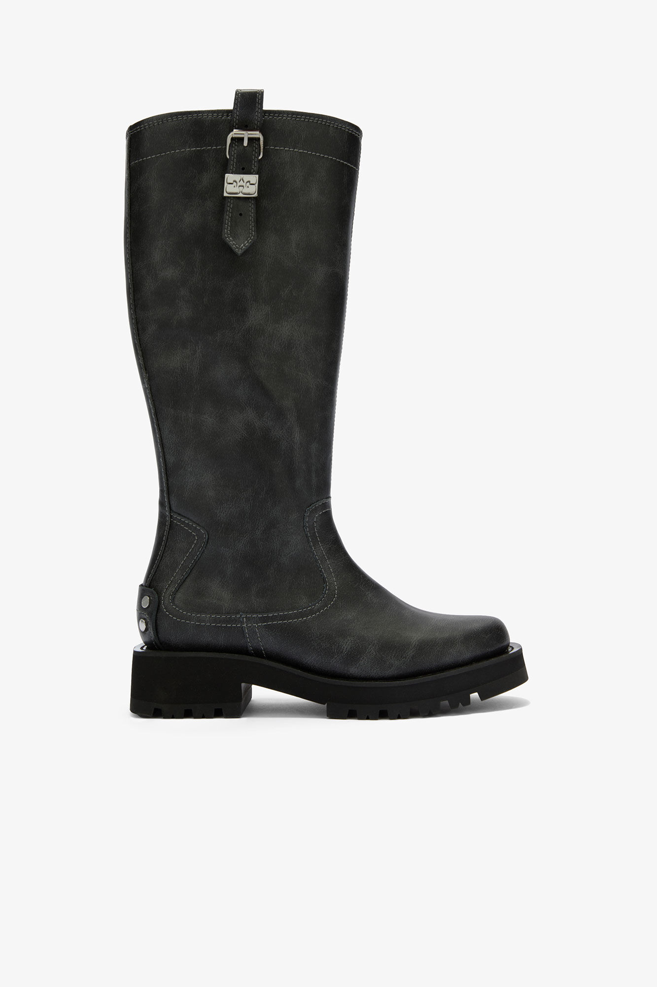 High Boots in Dark Grey, Lyocell, in colour Ebony - 1 - GANNI